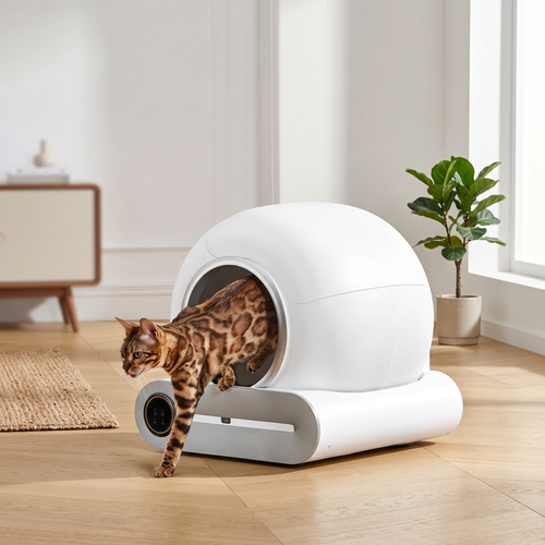 Litière automatique MIO dans un salon lumineux et moderne